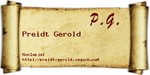 Preidt Gerold névjegykártya
